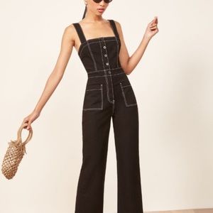 Black Denim Reformation Jumpsuit